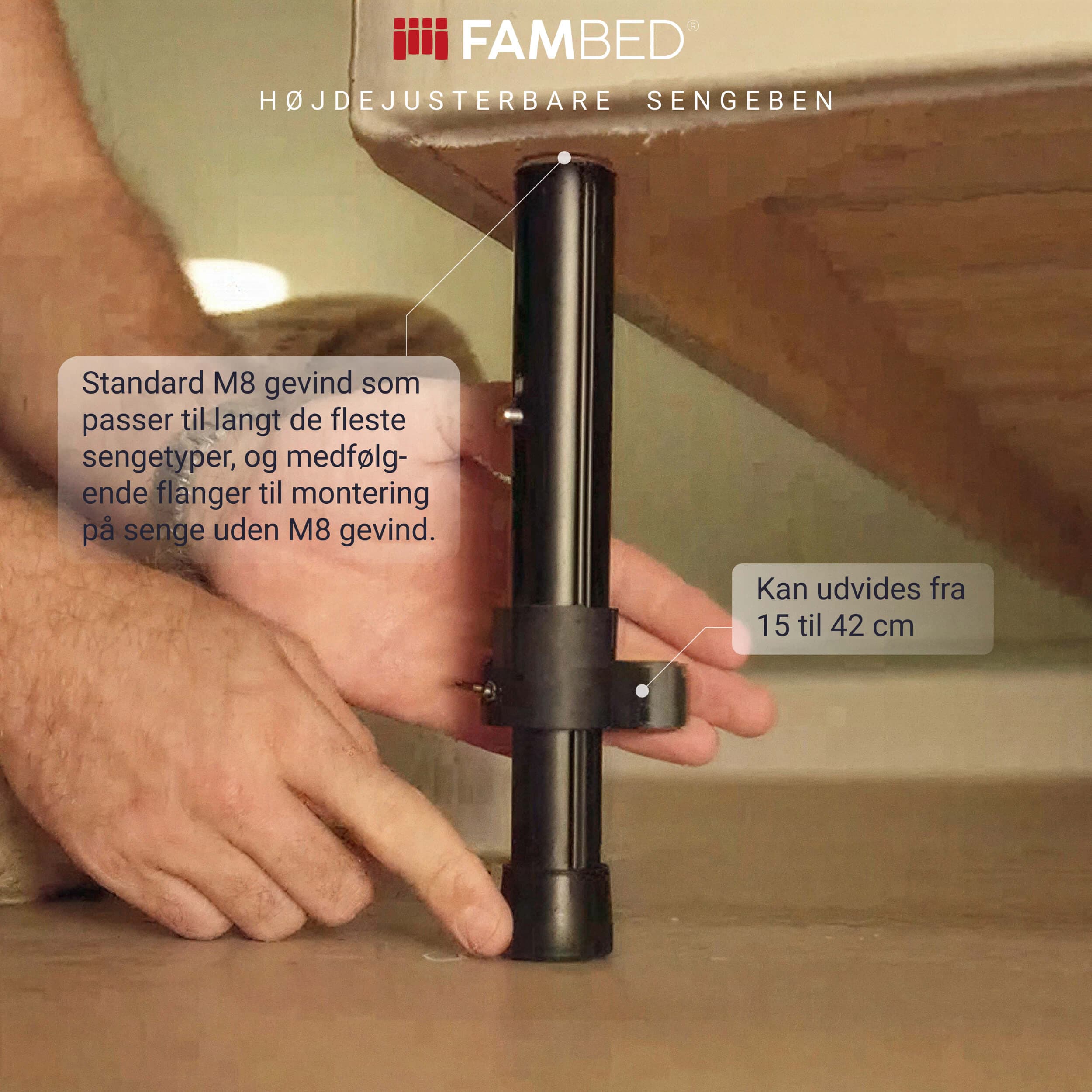 FAMBED®-korkeussäädettävät alumiiniset sängynjalat